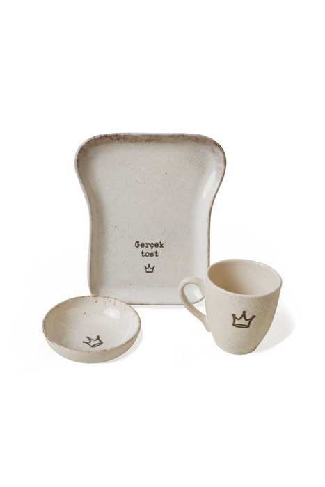 Hermia Set de Desayuno de 3 Piezas en Color Crema